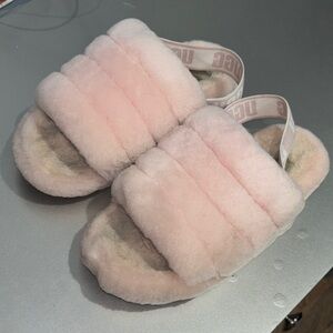 UGG Soft Pink Fluffy Slides